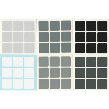 ESCALA DE GRISES PEGATINAS RECAMBIO 3x3x3. BLANCO Y NEGRO.
