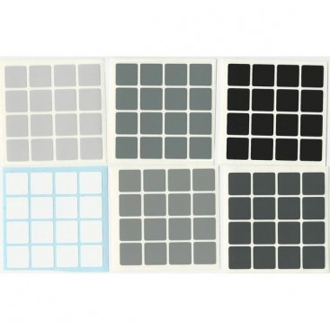 4x4 Stickers Grey Scale Set. Magic Cube Replacement