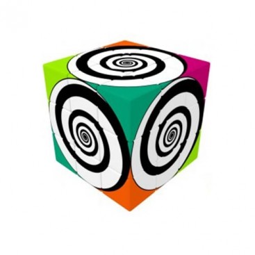 V-Cube 3x3 Funky Spirals 3b Pillow. Cubo Brillante Funky
