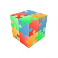 V-Cube 2x2 Jigsaw 2b Pillow. Cubo Brillante Puzzle