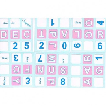 Pink English Calendar 3x3x3 Stickers