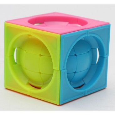 Mini Fangshi Shuang Ren 3x3x3 Magic Cube. White Base Black Cover