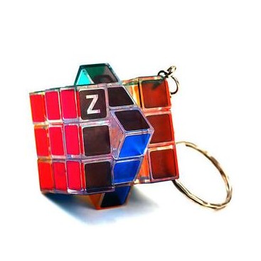 Mini 3x3x3 Magic Cube Keychain. Black Base