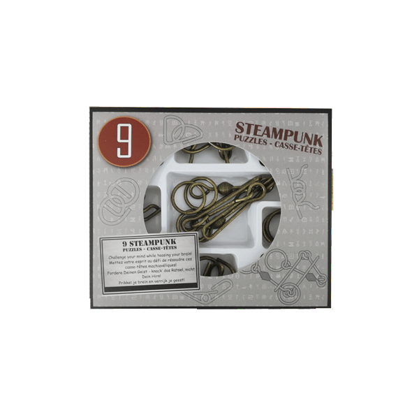 Steampunk Puzzles Set Brown Box - 9 Disentanglement Metal Pu