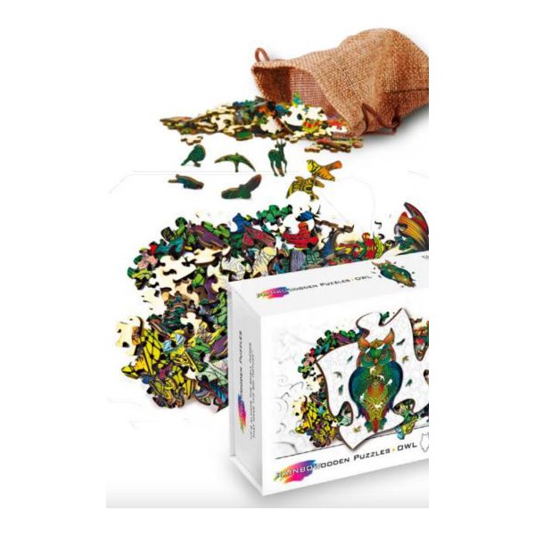Puzzle buho top madera